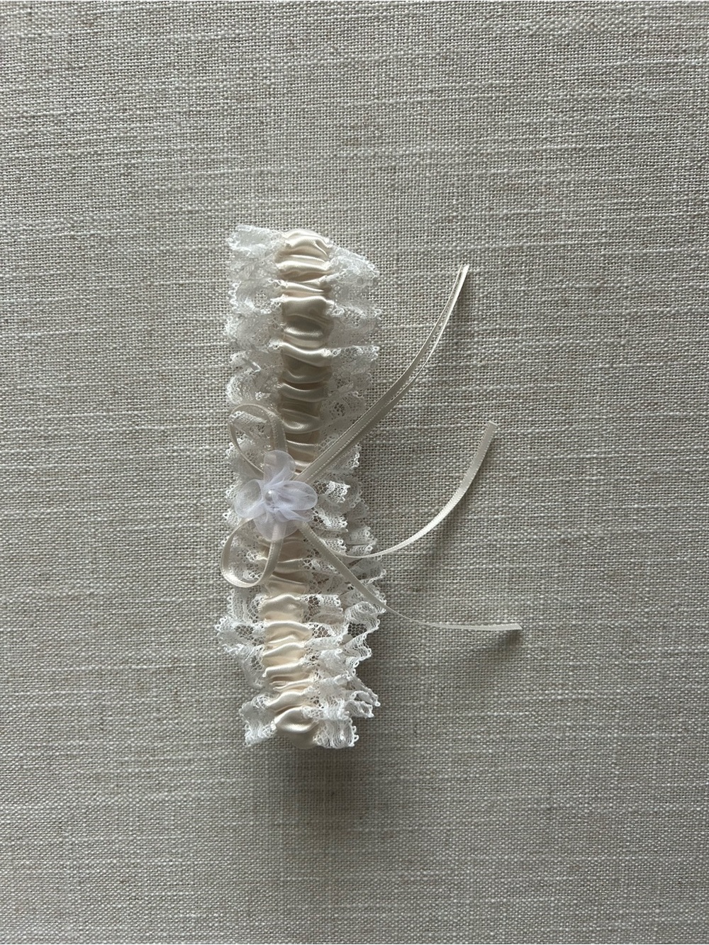 Ivory Lace Bridal Garter with Satin Ribbon